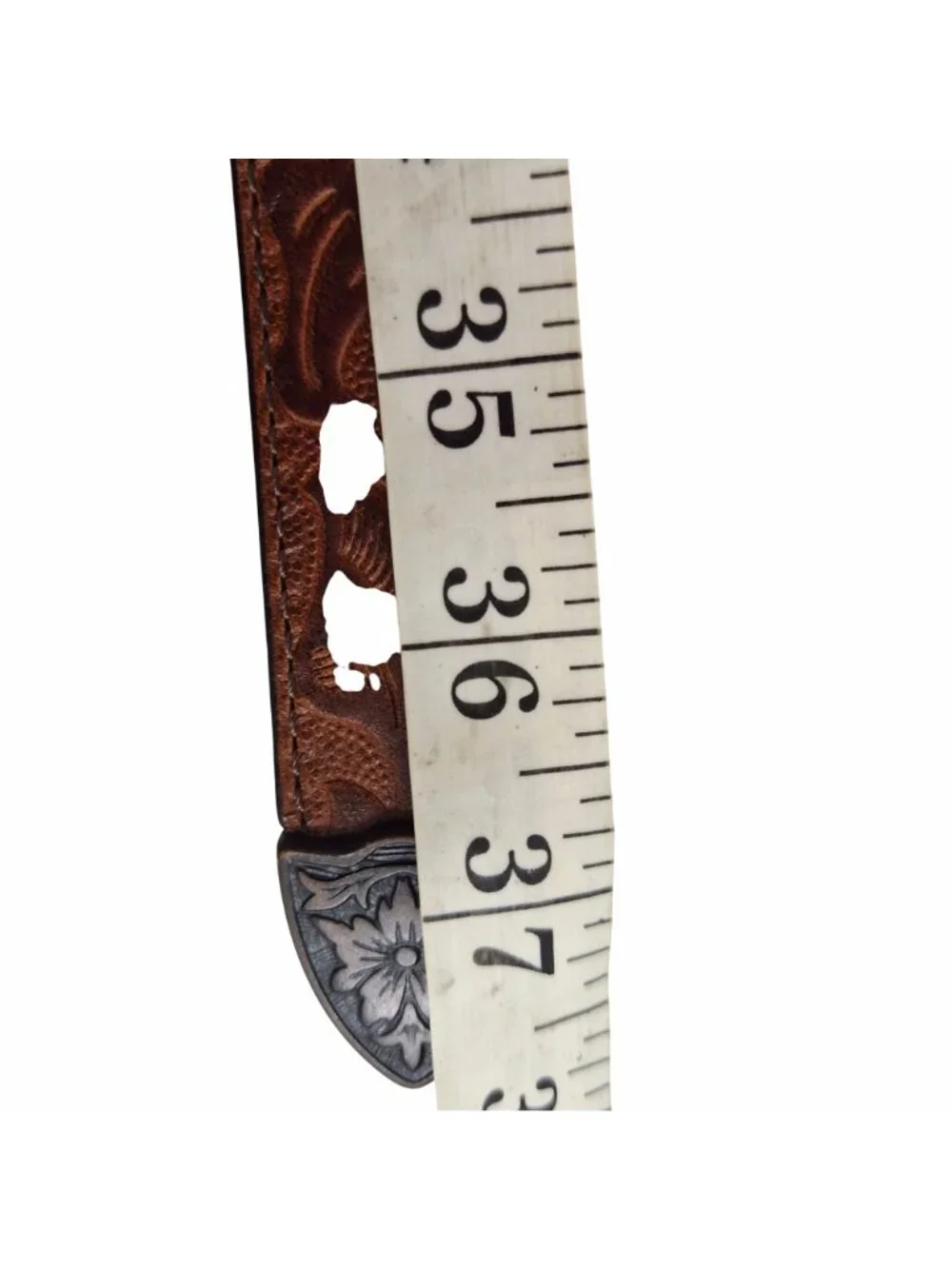 Levis Brown Western Embossed Leather Rodeo Belt Floral Engraved Buckle Sz S 36in